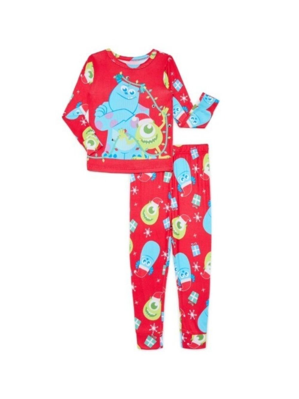 Disney Pixar Monsters Inc Mike Sully Red Christmas PJ's 2 Piece Set Sz 12m NWT